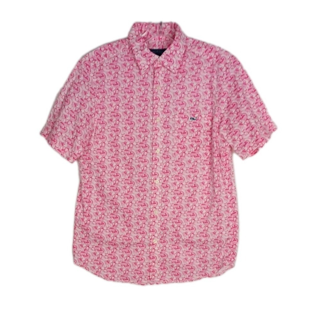Vineyard Vines Men's Short-Sleeve BVI Fruit Shirt Pink Size S - Picture 1 of 8